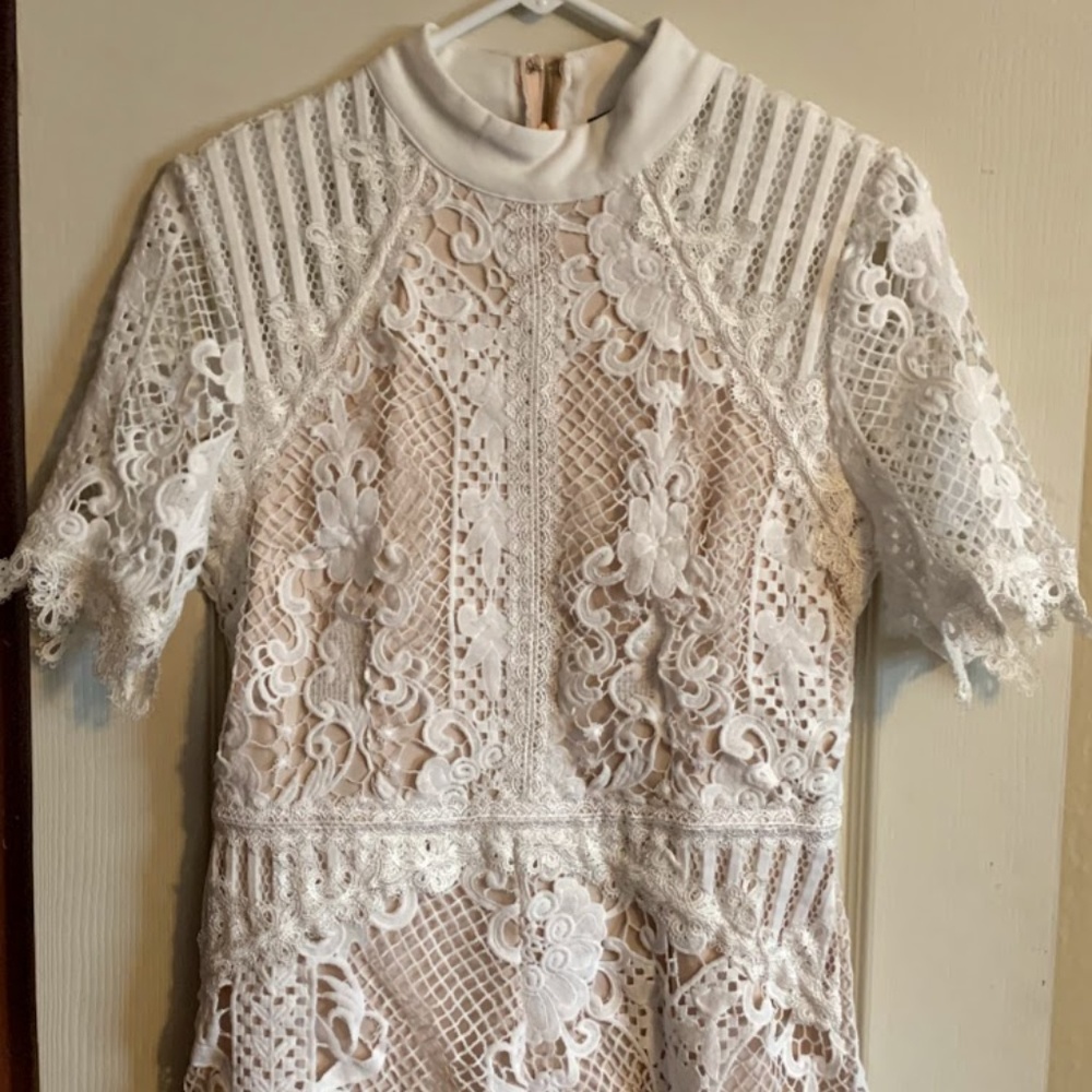 White Lace Romper from Missguided, Size 8